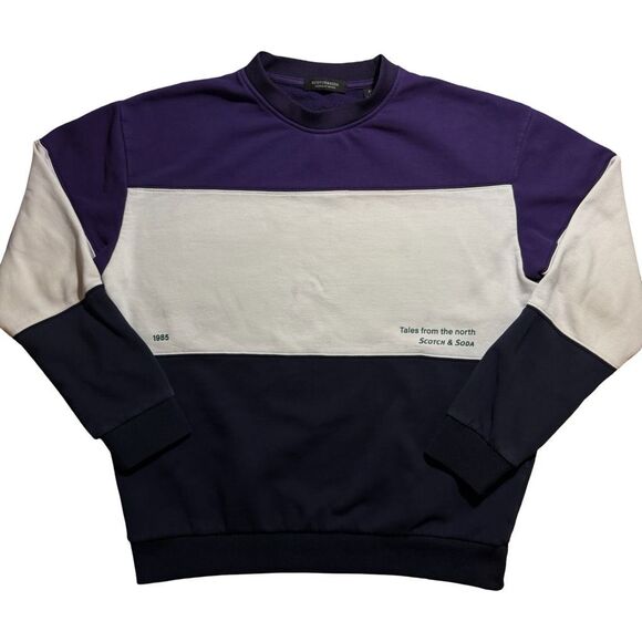 Scotch & Soda Tales From The North Purple Colorblock Sweatshirt L READ - Picture 7 of 8